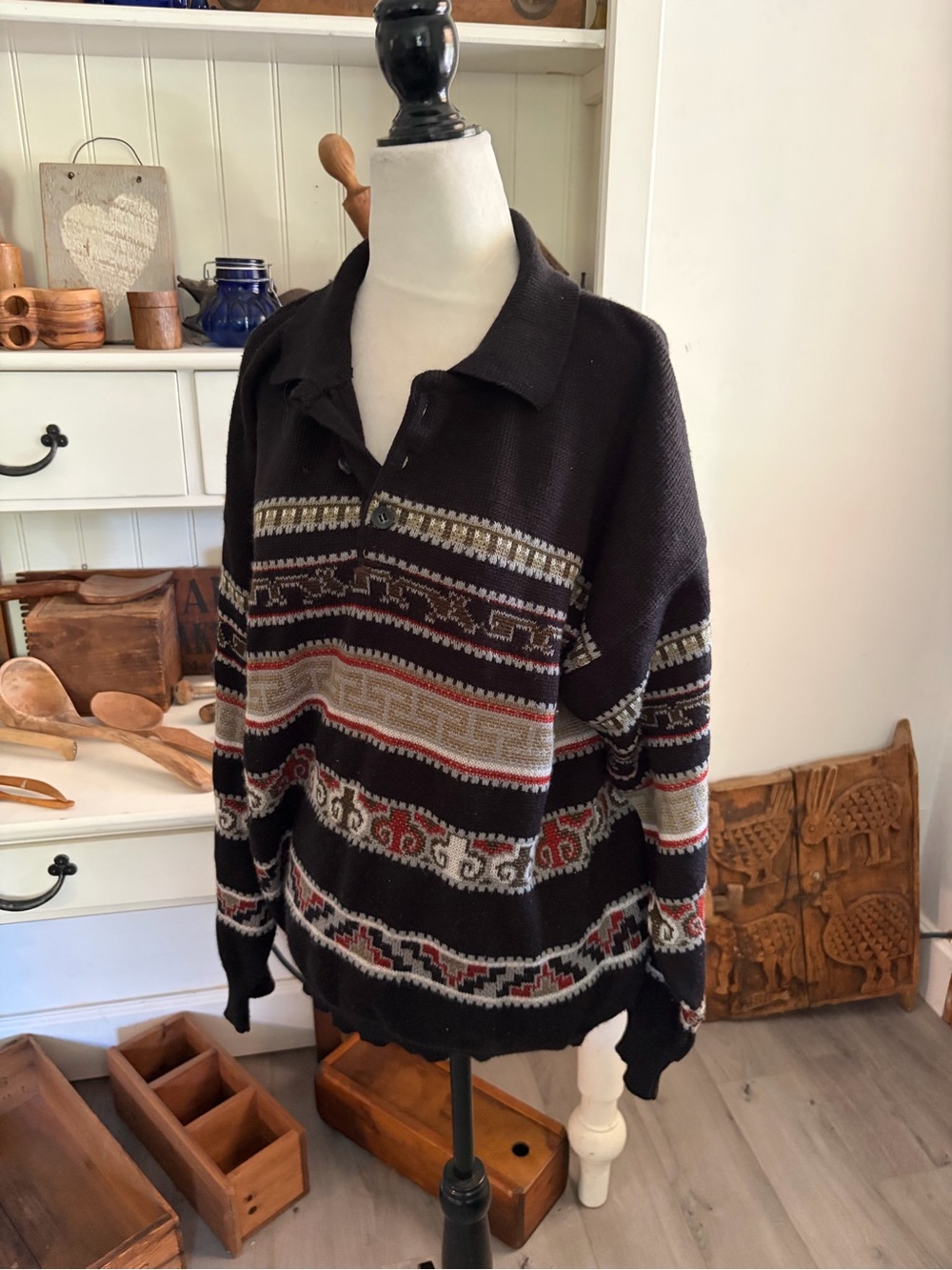 Northwest Territory Men's Black Patterned Knit Sweater